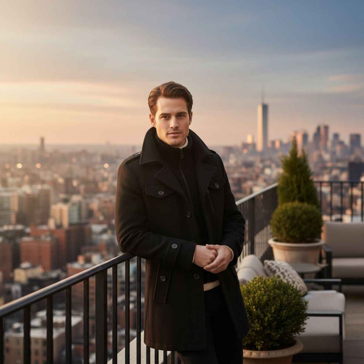 Hexham coat ribbed neckline detail
