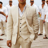 Adam beige linen 3 piece suit