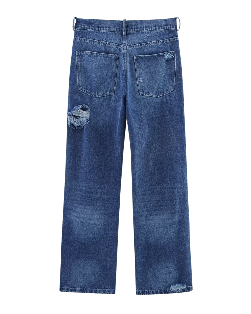 Wren | High Rise Straight Leg Distressed Jeans