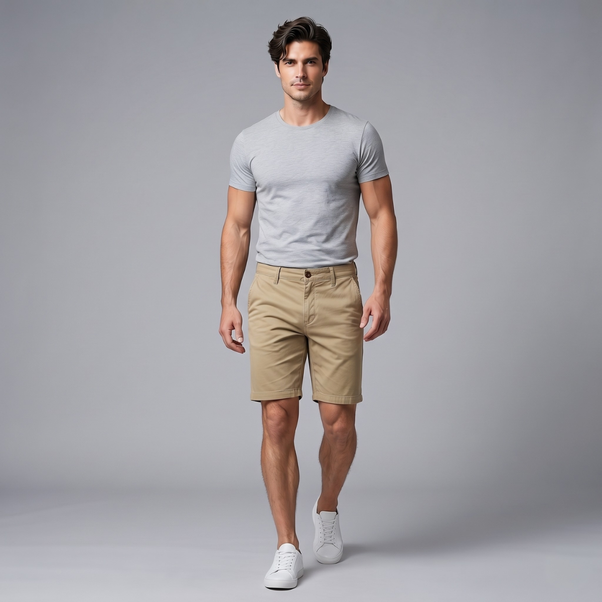 Giles Cotton Casual Shorts Khaki