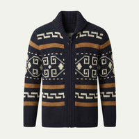 Marlon | Button Up Jacquard Knit Shawl Collar Cardigan