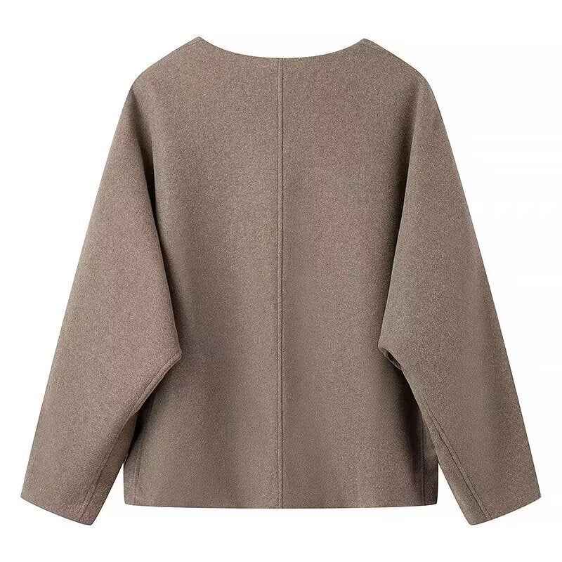 Margot | Collarless Blazer Brown Cropped Oversized