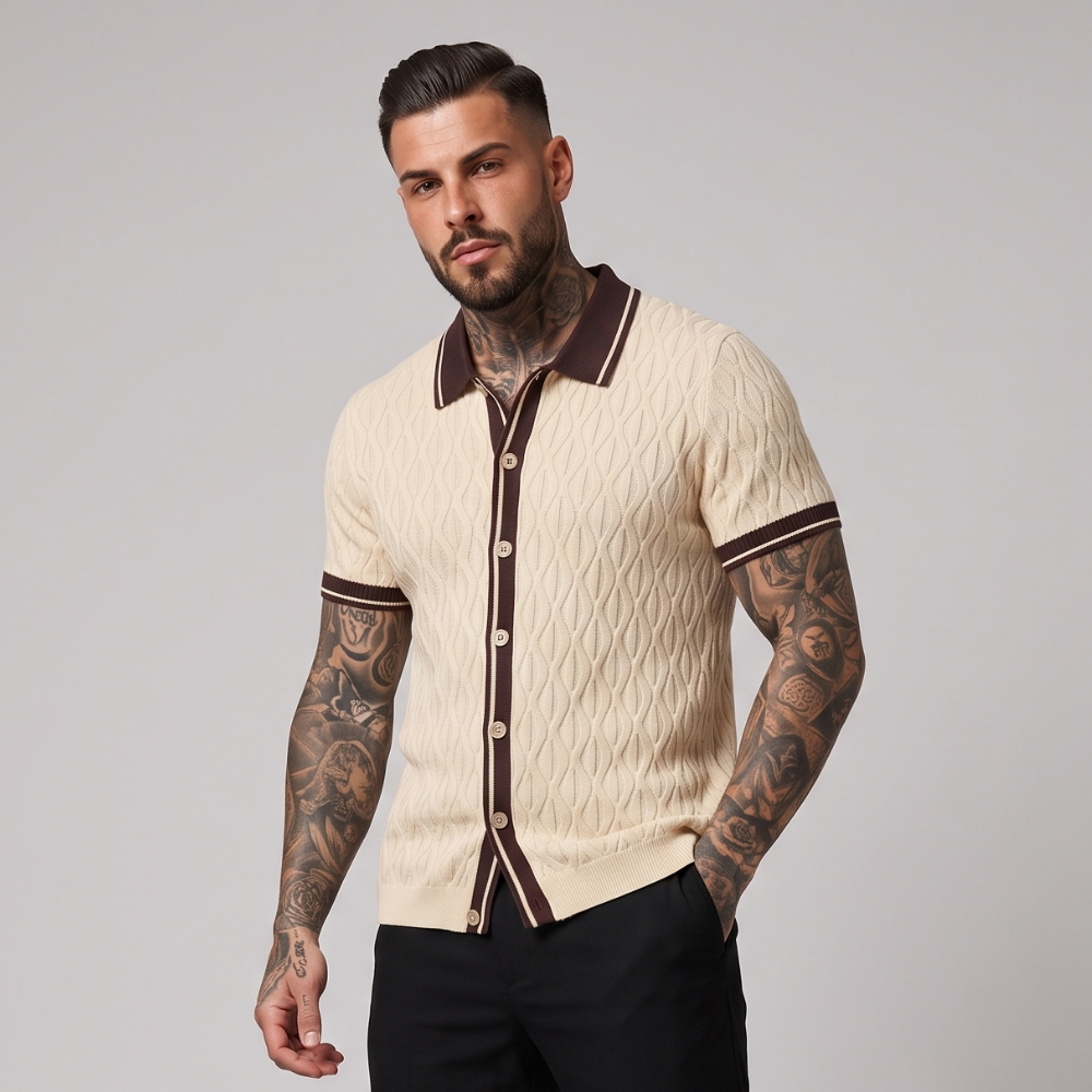 Keith | Textured Jacquard Short Sleeve Polo Shirt