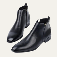 Caxton men's leather Chelsea ankle boots in Black