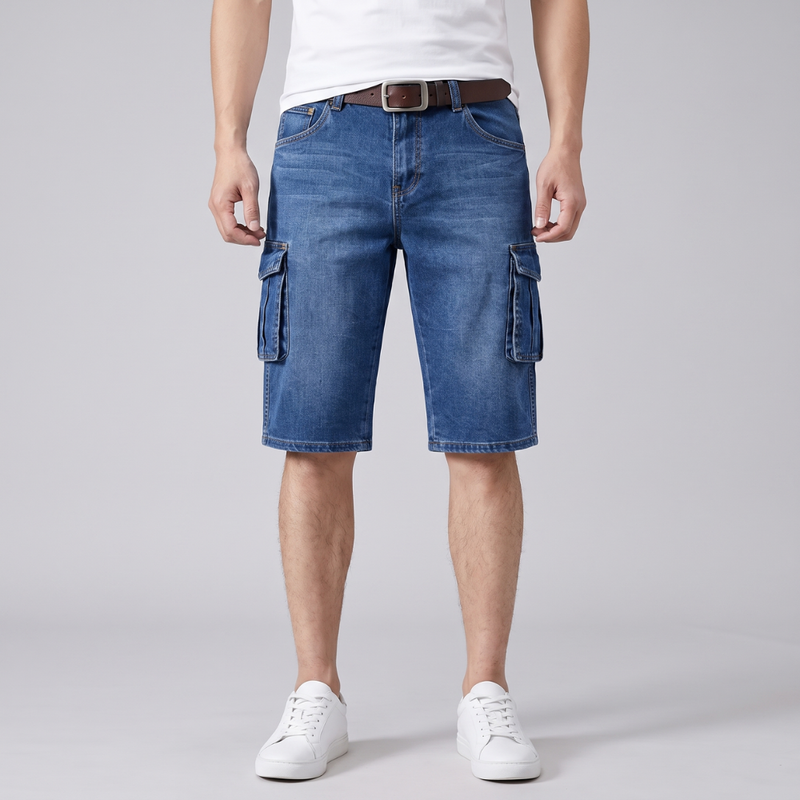 Gus | Loose Fit Multi Pocket Denim Cargo Shorts