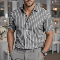 Beaumont pinstripe short sleeve shirt in Grey
