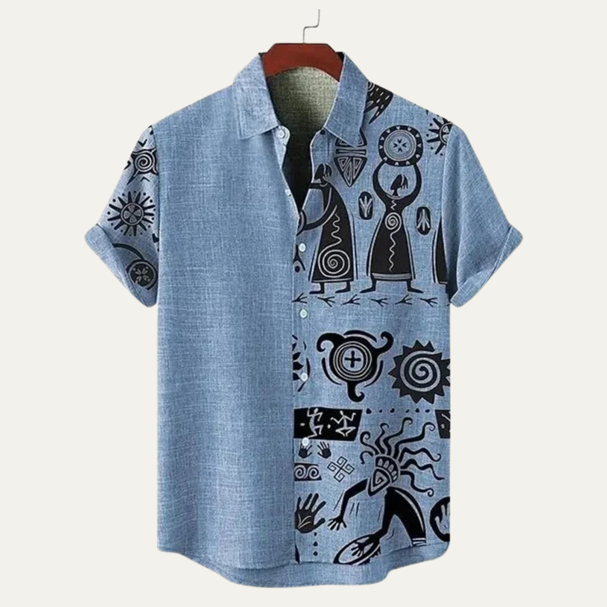 Josiah | Patterned Vintage Cotton Linen Summer Shirt