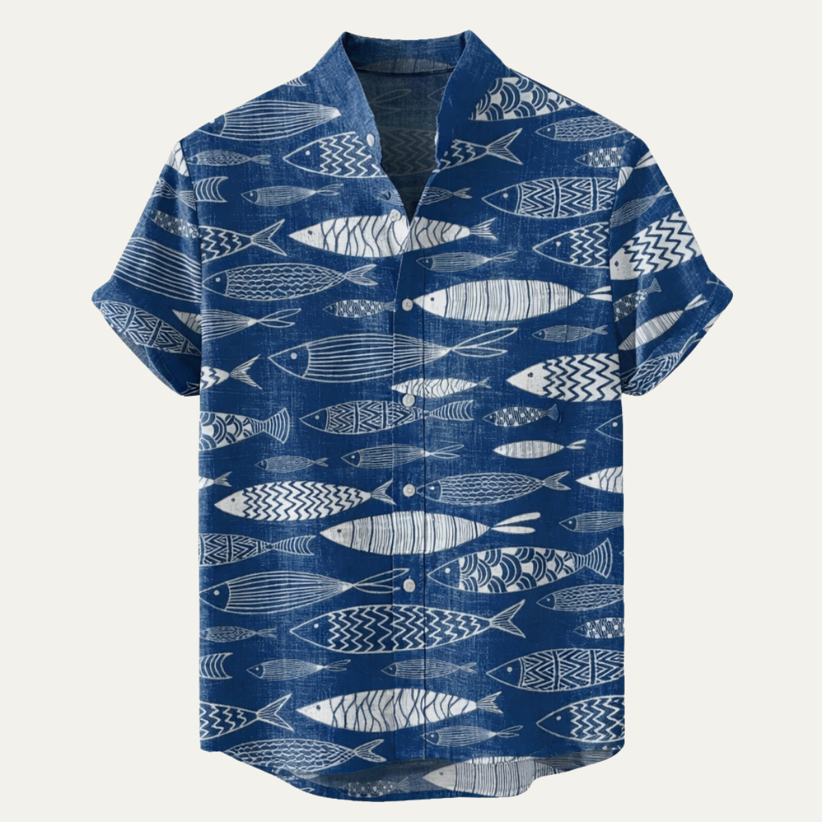 Rhodes shirt camp collar and print detail