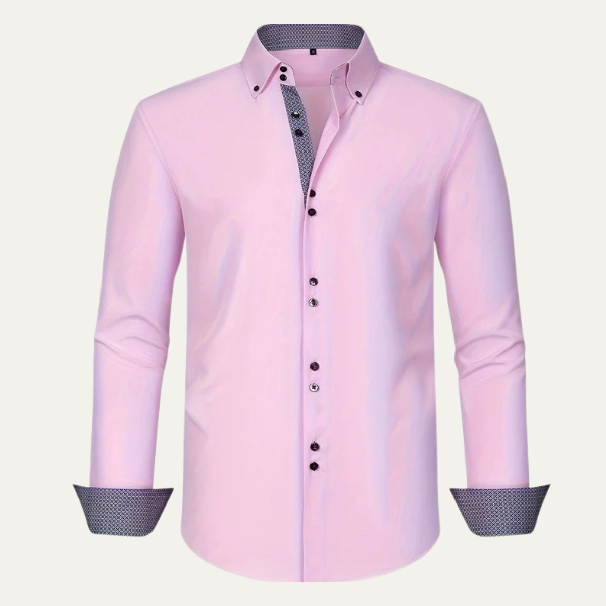 Nathan | Contrast Trim Button Down Cotton Dress Shirt