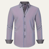 Nathan | Contrast Trim Button Down Cotton Dress Shirt