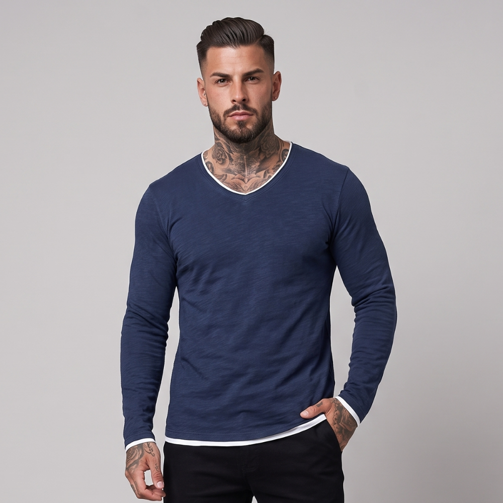 Conor | Men's Casual Slim Fit Long Sleeve V Neck Shirt