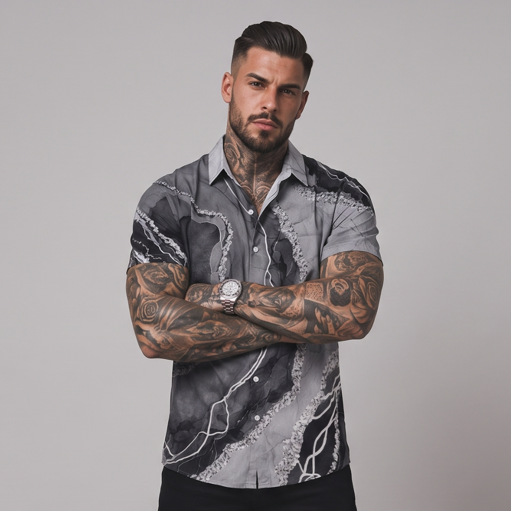 Joseph | Casual Patchwork Short Sleeve Button-Up Shirt