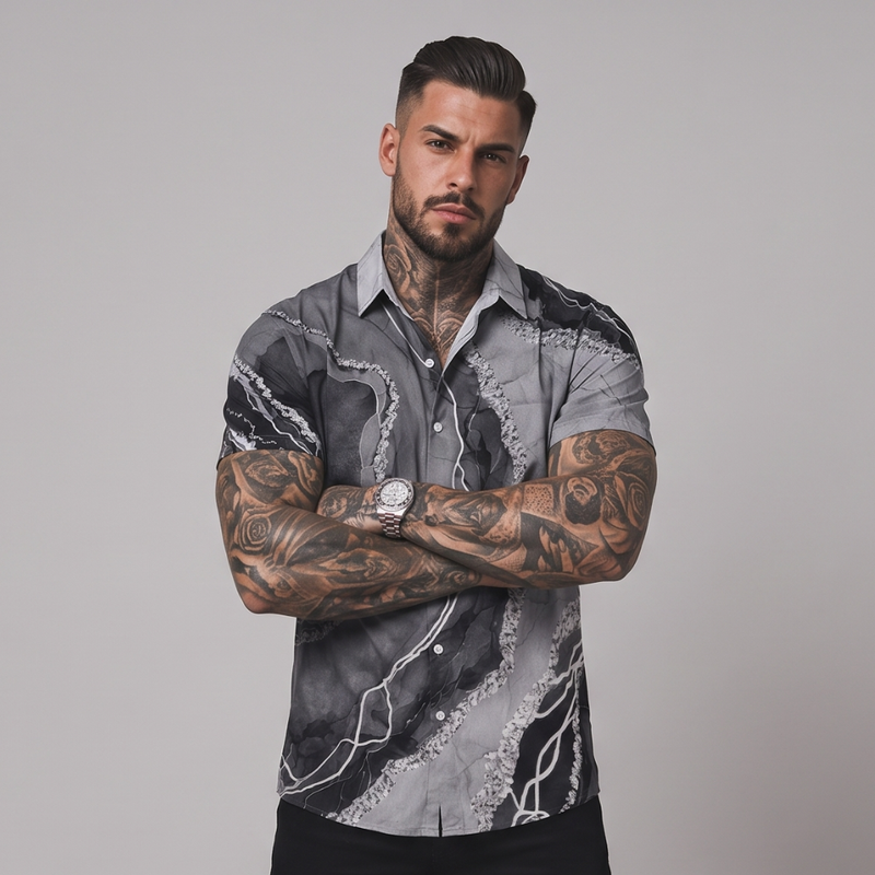 Joseph | Casual Patchwork Short Sleeve Button-Up Shirt