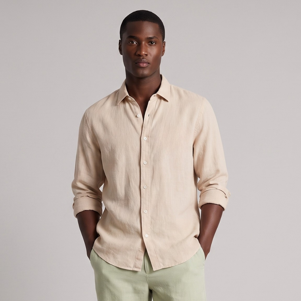 Jethro | Men's Cotton Linen Short Sleeve Button Up Shirt