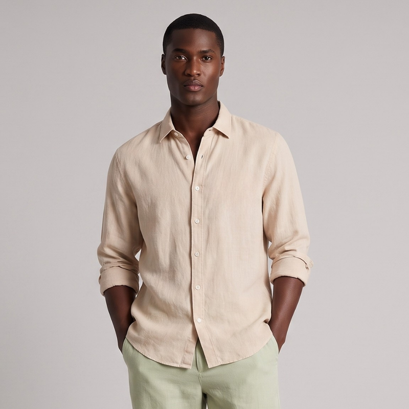 Jethro | Men's Cotton Linen Short Sleeve Button Up Shirt
