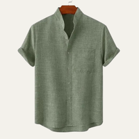 Kelvin | Cotton Linen Short Sleeve Button Up Casual Shirt