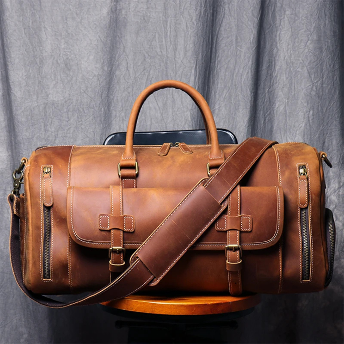 Edric | Genuine Leather Weekend Travel Duffle Bag for Men