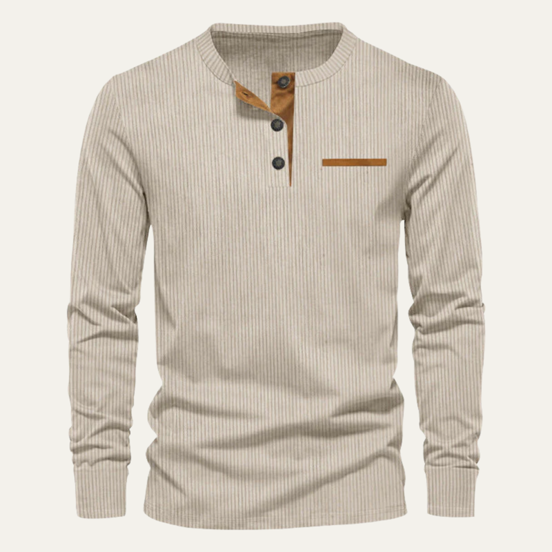Maurice | Ribbed Long Sleeve Henley Jumper for Men