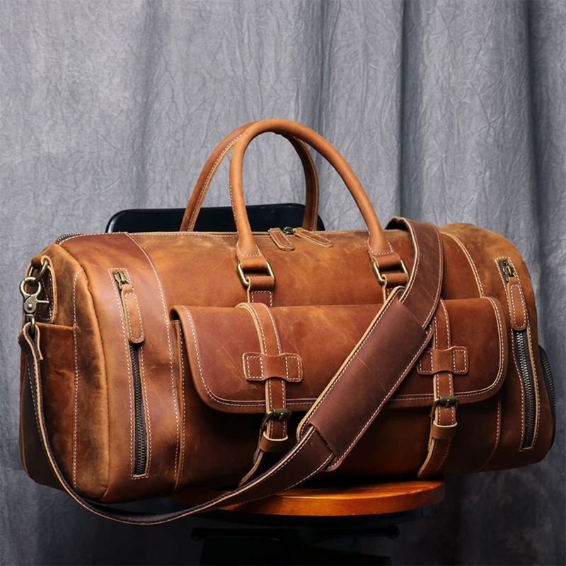 Edric | Genuine Leather Weekend Travel Duffle Bag for Men