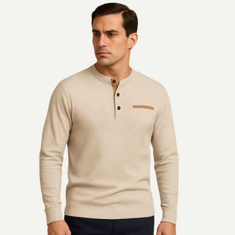 Maurice | Ribbed Long Sleeve Henley Jumper for Men