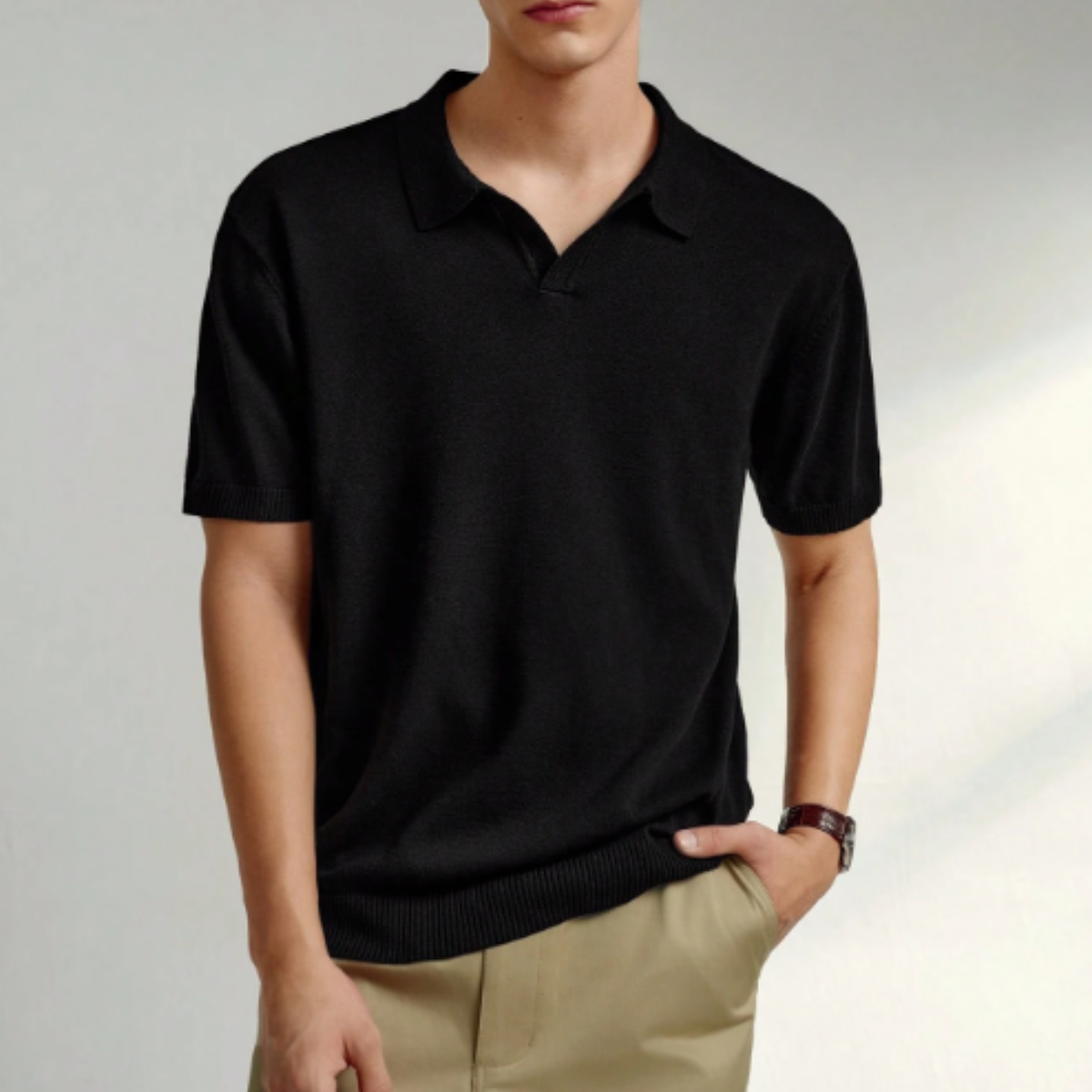 Phoenix Knitted Polo Shirt Black