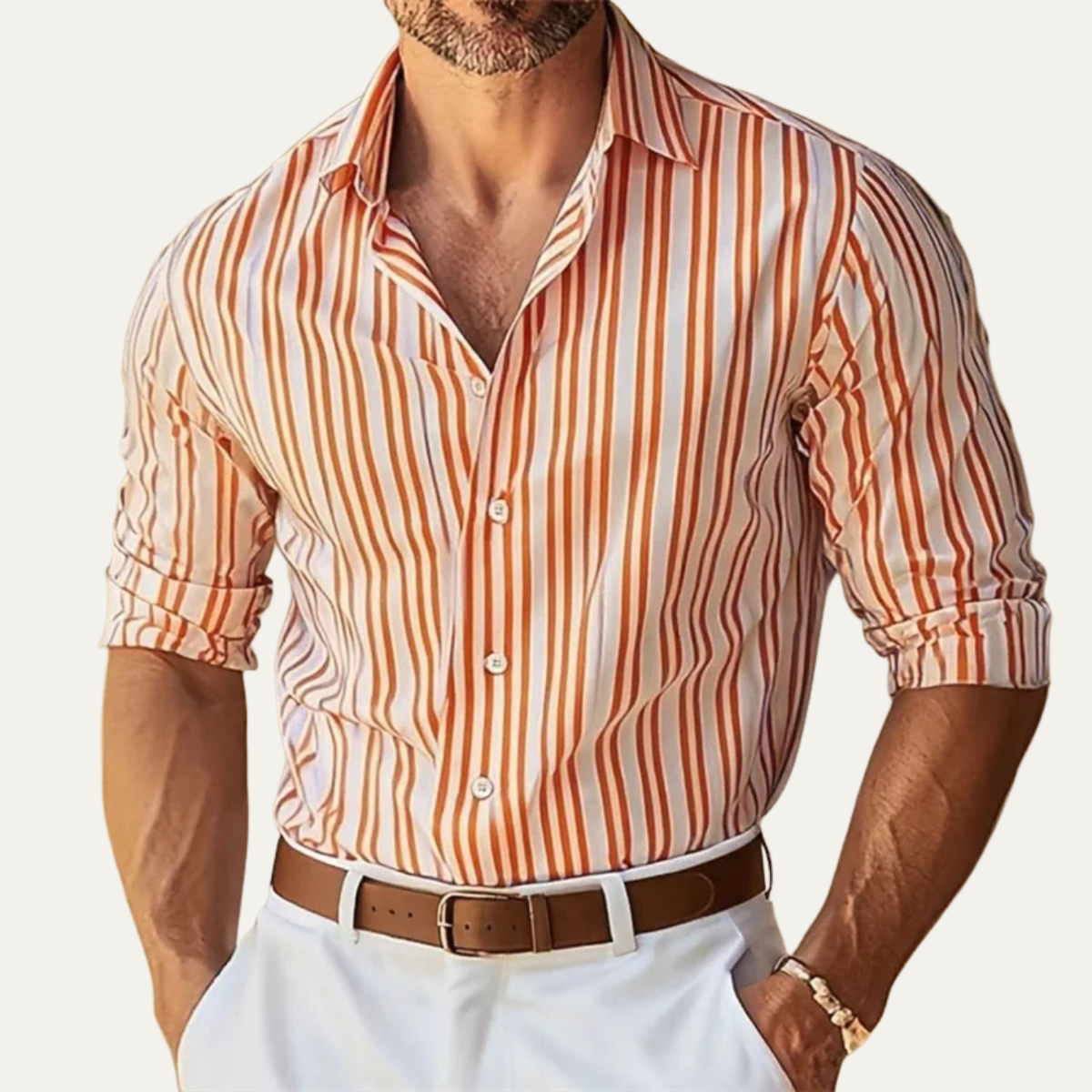 Vaughn striped shirt in Orange