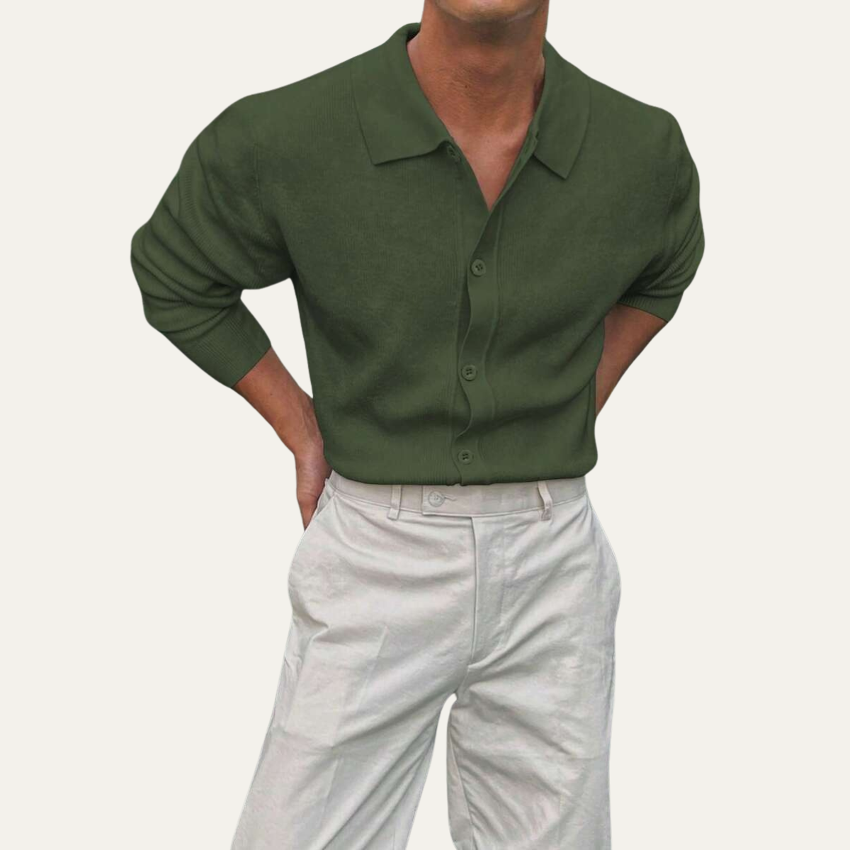 Keegan long sleeve knit polo shirt