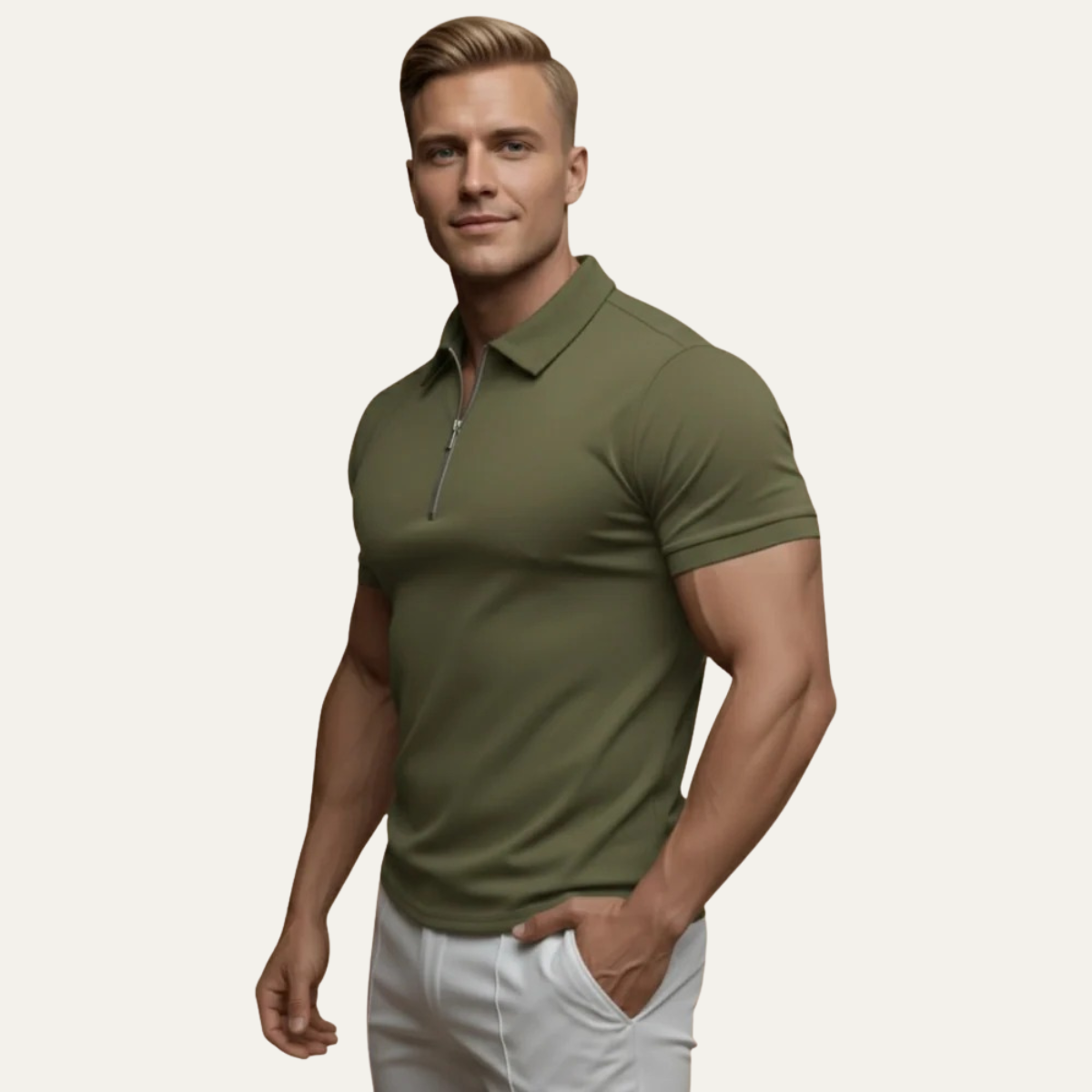 Cash | Men's Short Sleeve Zip Neck Polo Shirt