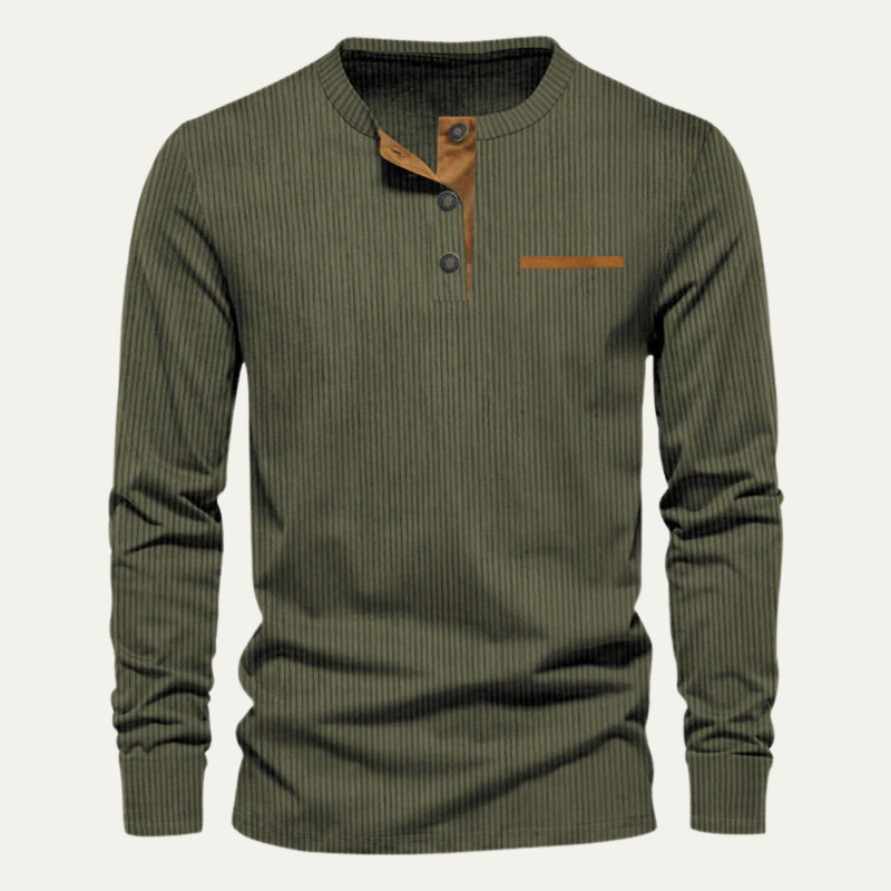 Maurice | Ribbed Long Sleeve Henley Jumper for Men