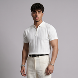 Anders | Men's Knitted Zip Short Sleeve Polo Shirt