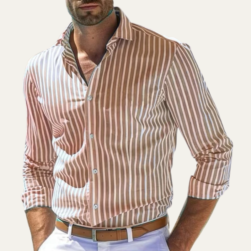 Benson | Men's Casual Smart Fit Striped Linen Shirt
