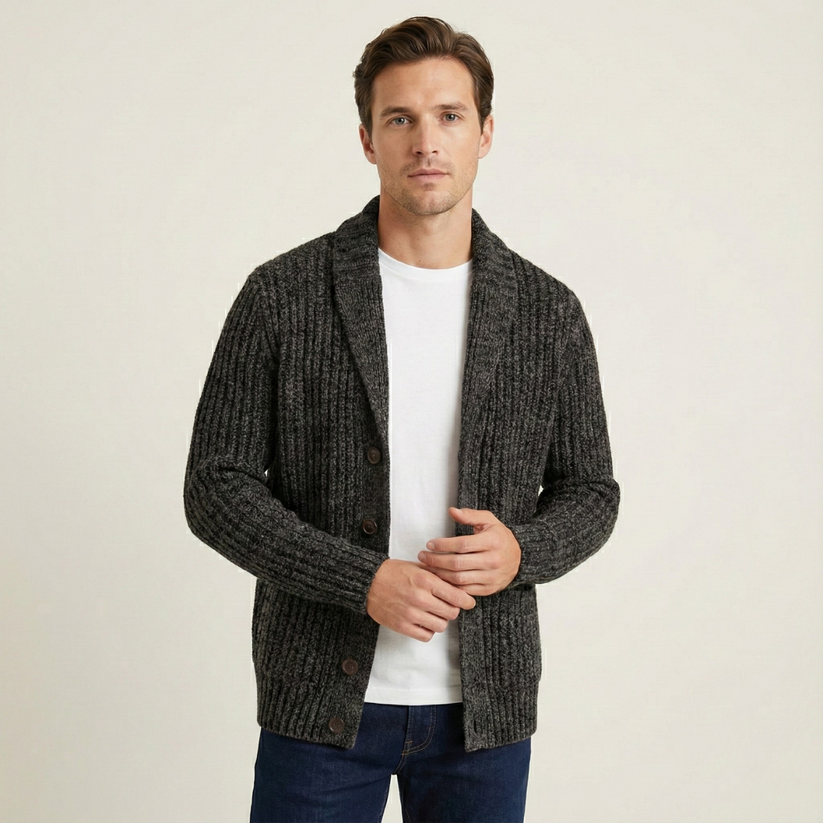 Mark | Chunky Knit Shawl Collar Cardigan