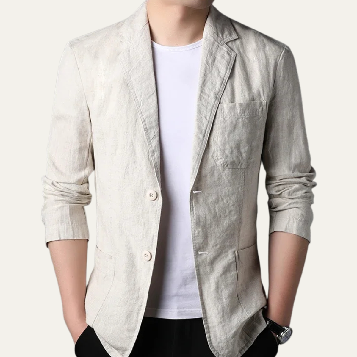 Davenport linen blazer detail