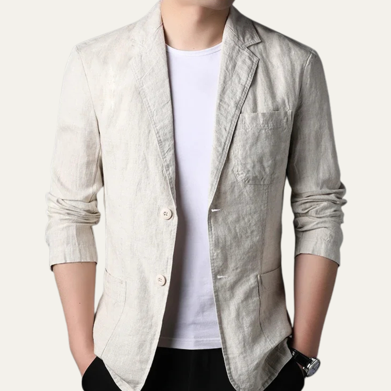 Davenport linen blazer detail
