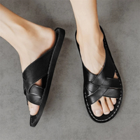King | Open Toe Casual Leather Slide Sandals