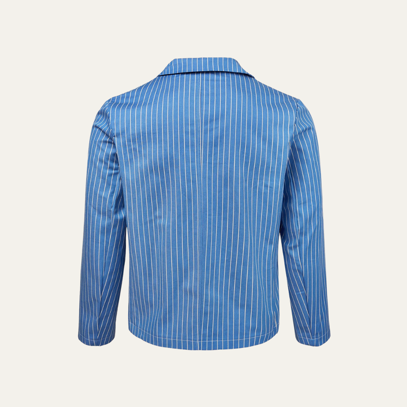 Davis striped linen blend blazer detail
