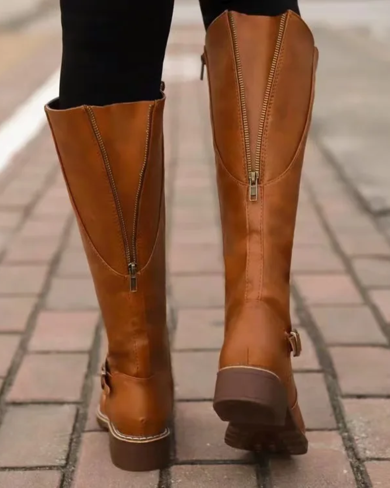 Maeve | Buckle Leather Knee High Boots