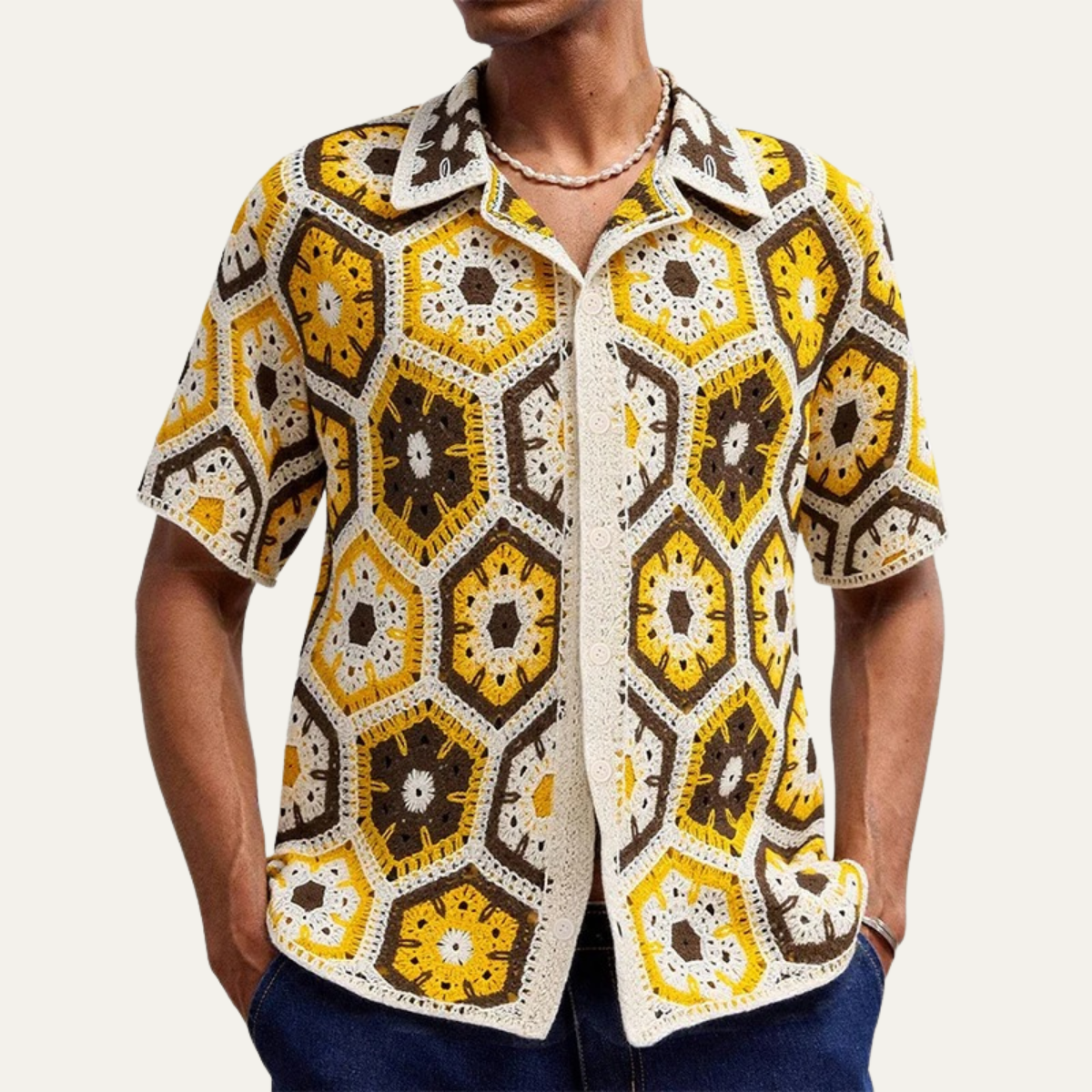 Emerson | Casual Crochet Knit Polo Shirt