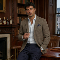 Maddox | Single Breasted Herringbone Wool Tweed Blazer