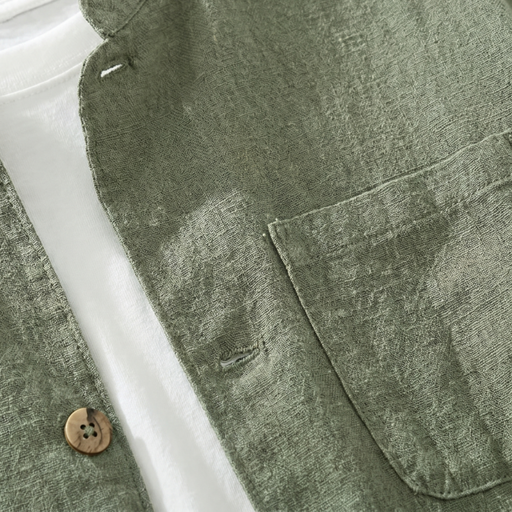 Ingram linen shirt jacket detail view 8