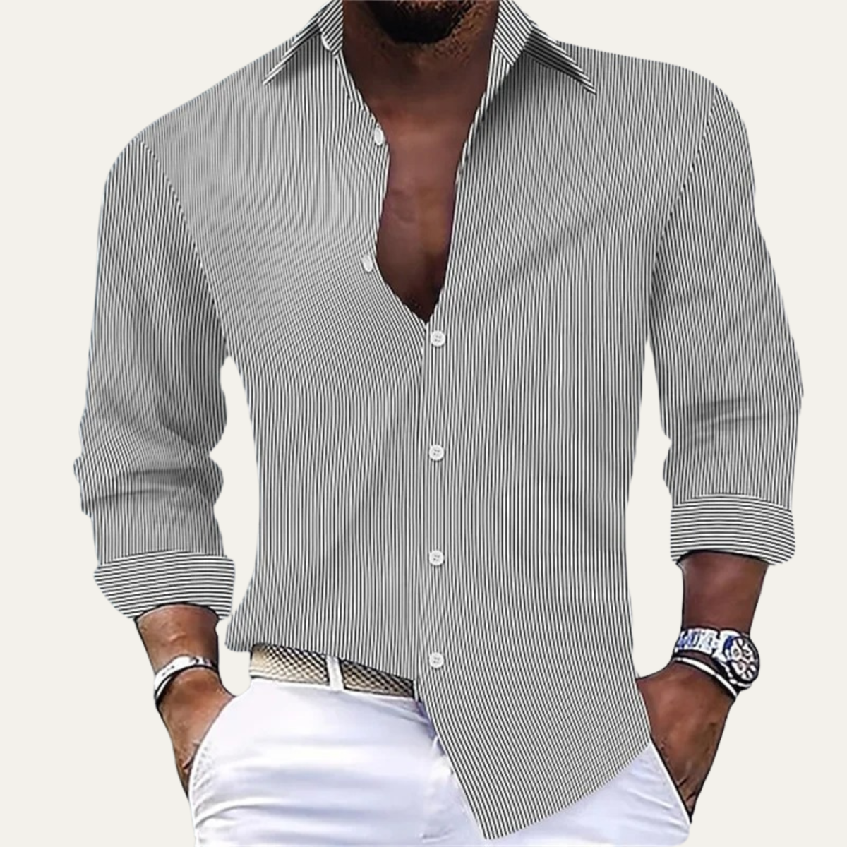 Carter striped shirt Light Grey