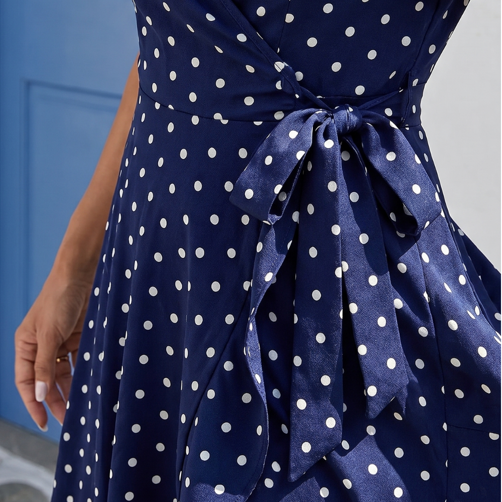 Odette polka dot midi dress silhouette detail