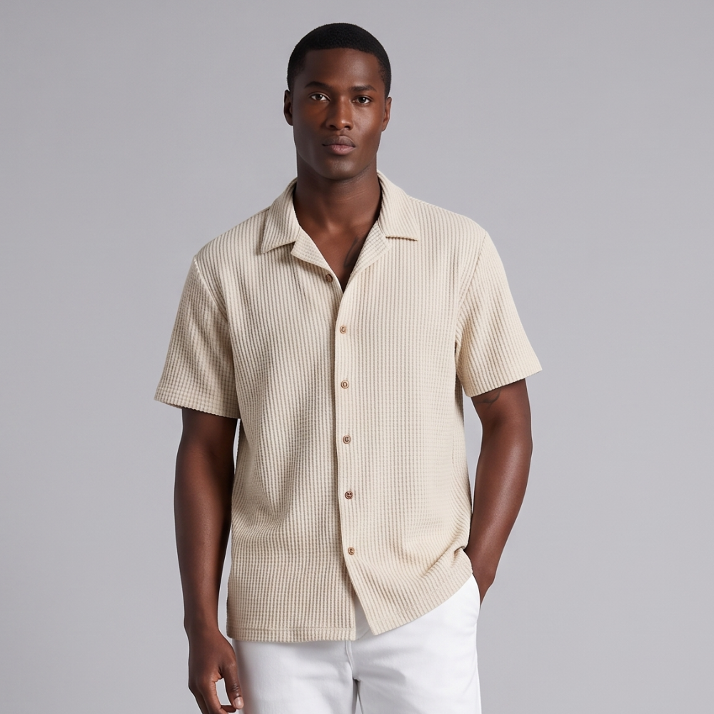 Oliver | Waffle Knit Short Sleeve Button-Up Shirt