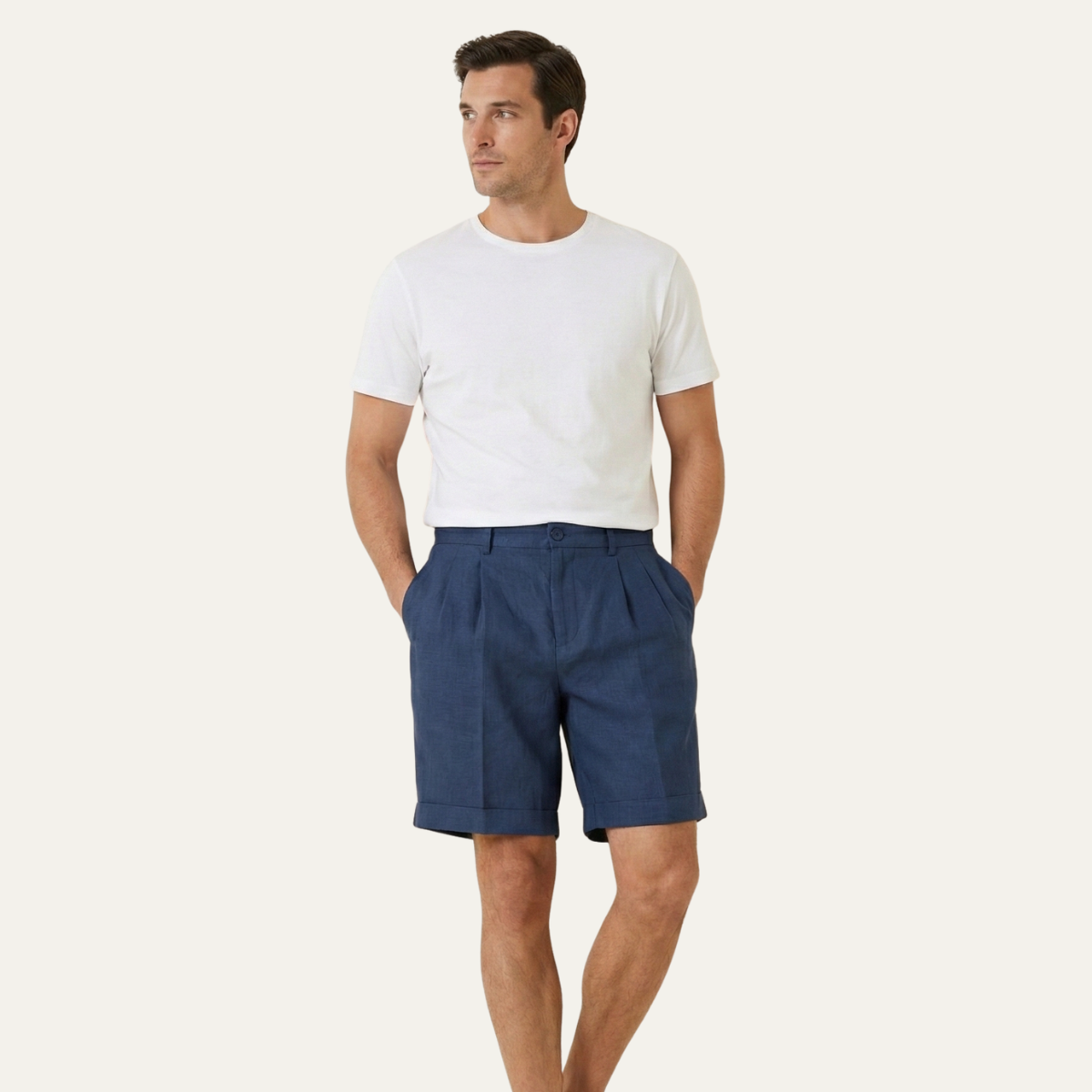 Frank | Lightweight Folded Hem Linen Shorts