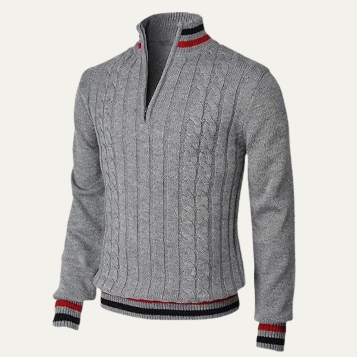 Fletcher | Half Zip Knit Jumper with Stripe Trim