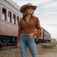 Carys shirt jacket cuff fringe detail