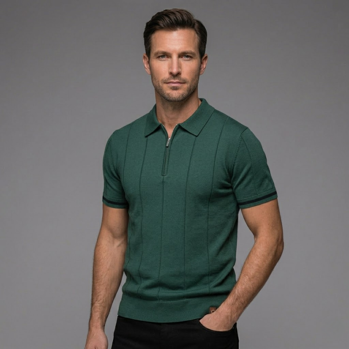 Ivan | Knit Zip Collar Polo Shirt