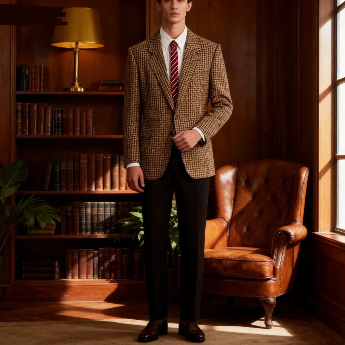 Lucas | Notch Lapel Houndstooth Slim Fit Blazer