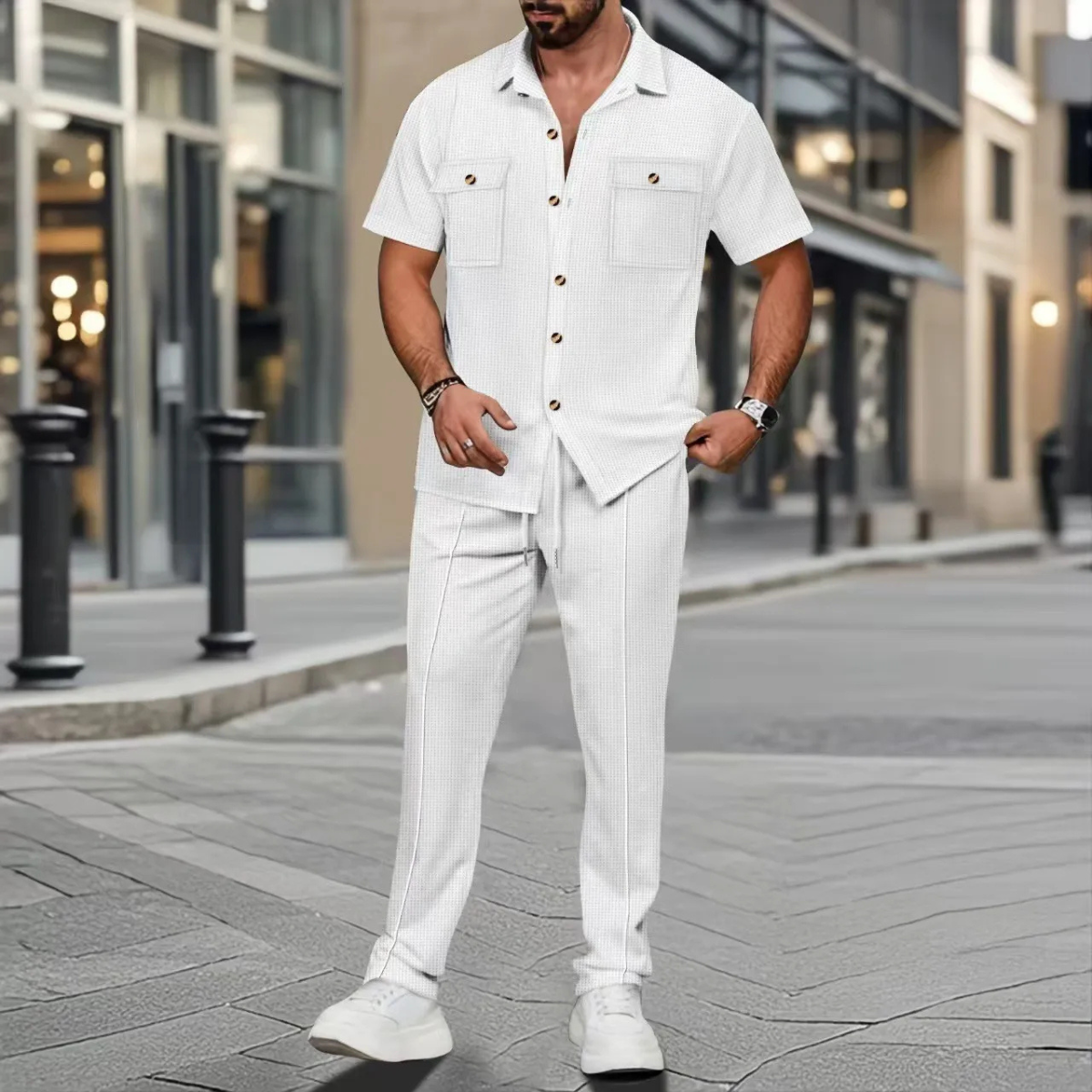 Algernon linen matching set in White