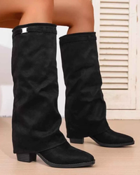 Odette | Mid Calf Slouch Block Heel Boots
